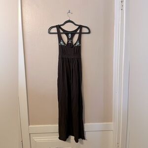 DKNY Jeans 100% Cotton Embroidered Brown Racerback Dress M